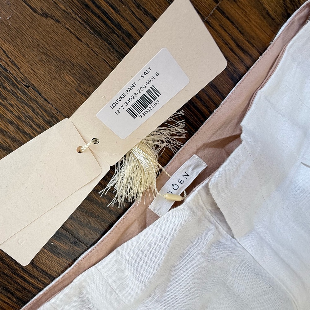 Doen White Louvre Pant NWT